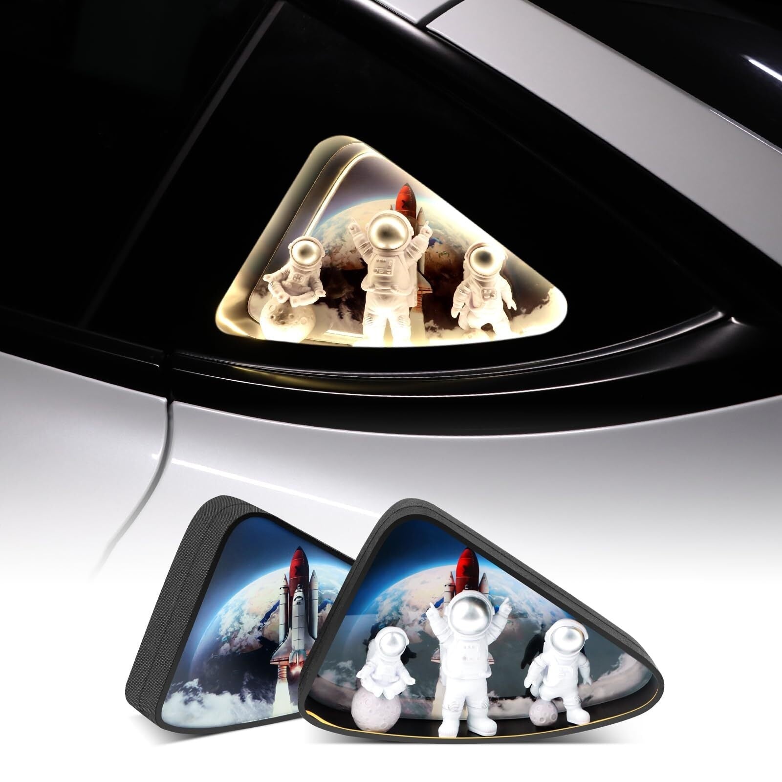 2PCS LED Rear Back Quarter Window Light Rocket Aer